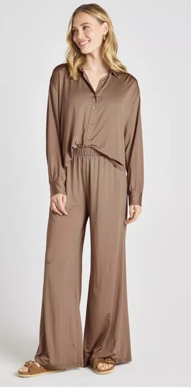 Splendid Lyr 2 Piece Charmeuse Wide Leg Pant Set S/M